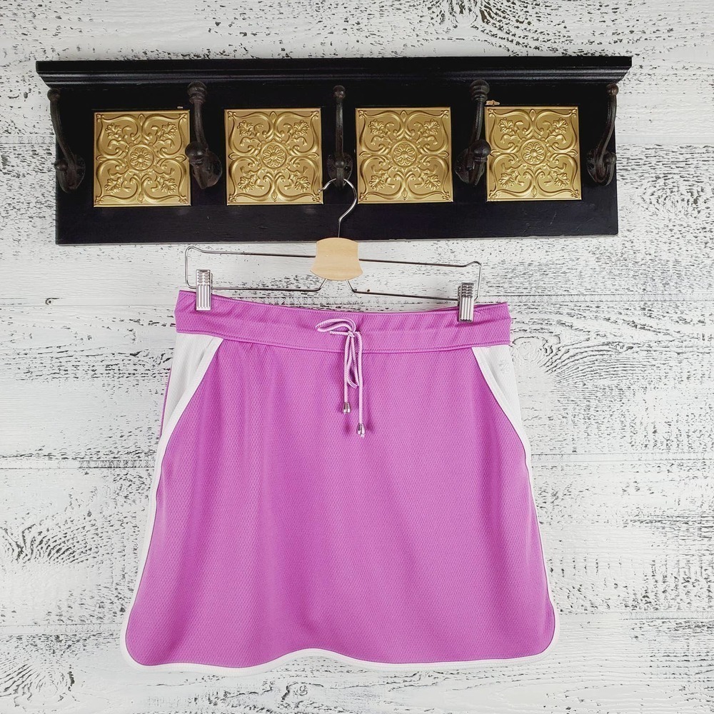 Izod Women Golf Mesh Adjustable Tie Waist Outdoor Sport Activewear Skort Sz L